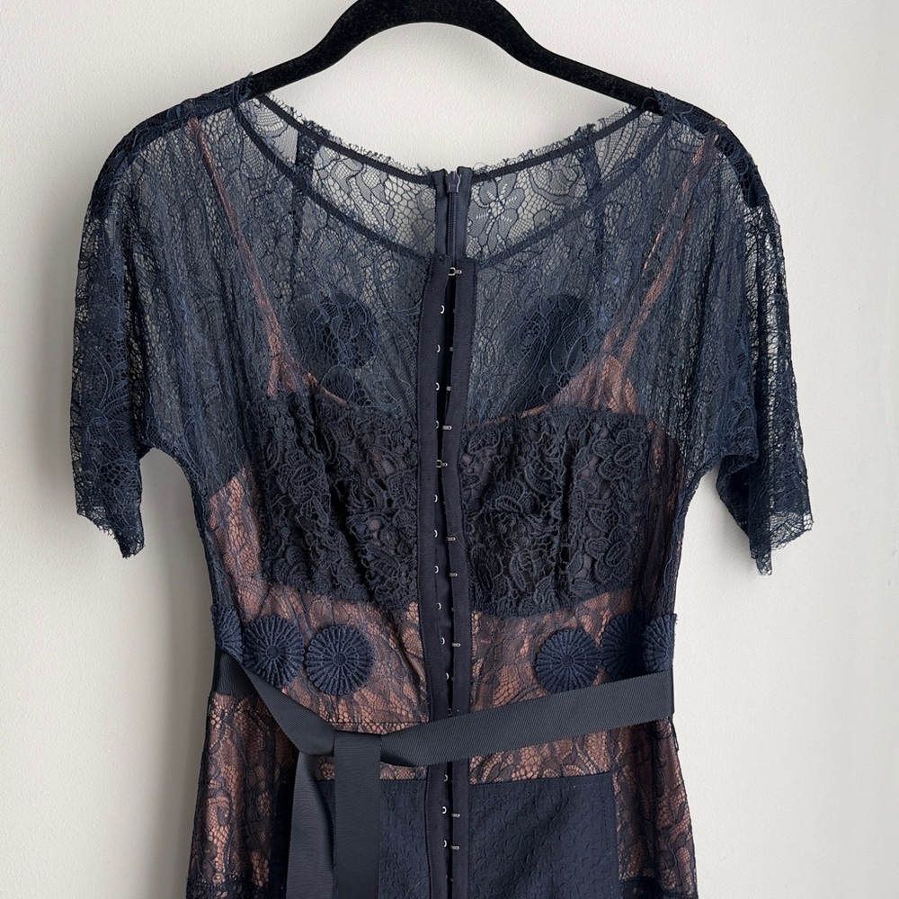 Anthropologie Navy Lace Midi Dress